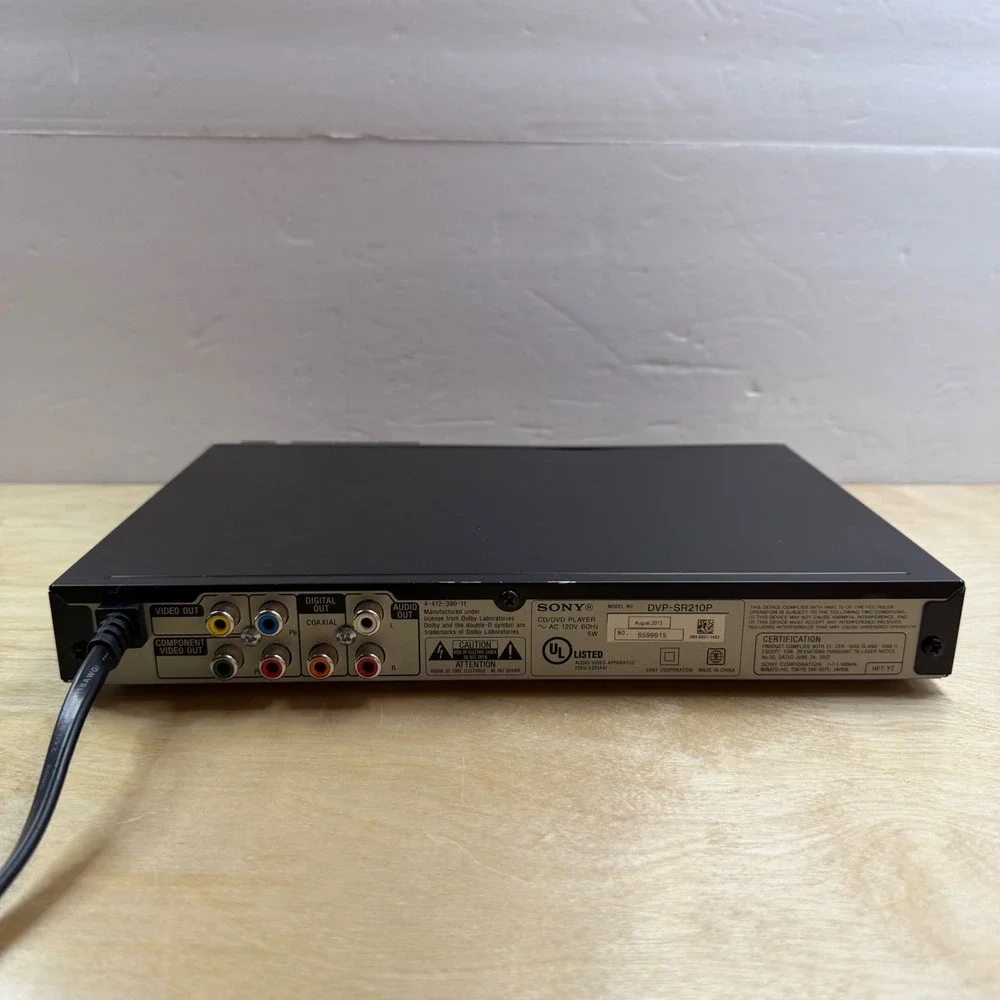Sony DVP-SR210P DVD Player Black Progressive Scan with Remote and AV Cables